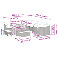 Set di Divani da Giardino  13 Pezzi con Cuscini Rattan Nero Acacia