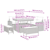Set Divano da Giardino 8 Pezzi con Cuscini Grigio Polyrattan Acacia