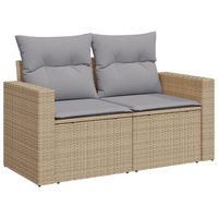 Set divani giardino  9 pezzi con cuscini Beige Polyrattan Acacia