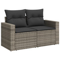 Set Divani da Giardino da 12 Pezzi con Cuscini Grigio Rattan Polimerico Acacia