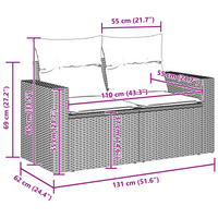 Set di divano da giardino  da 13 pezzi con cuscini in polyrattan nero