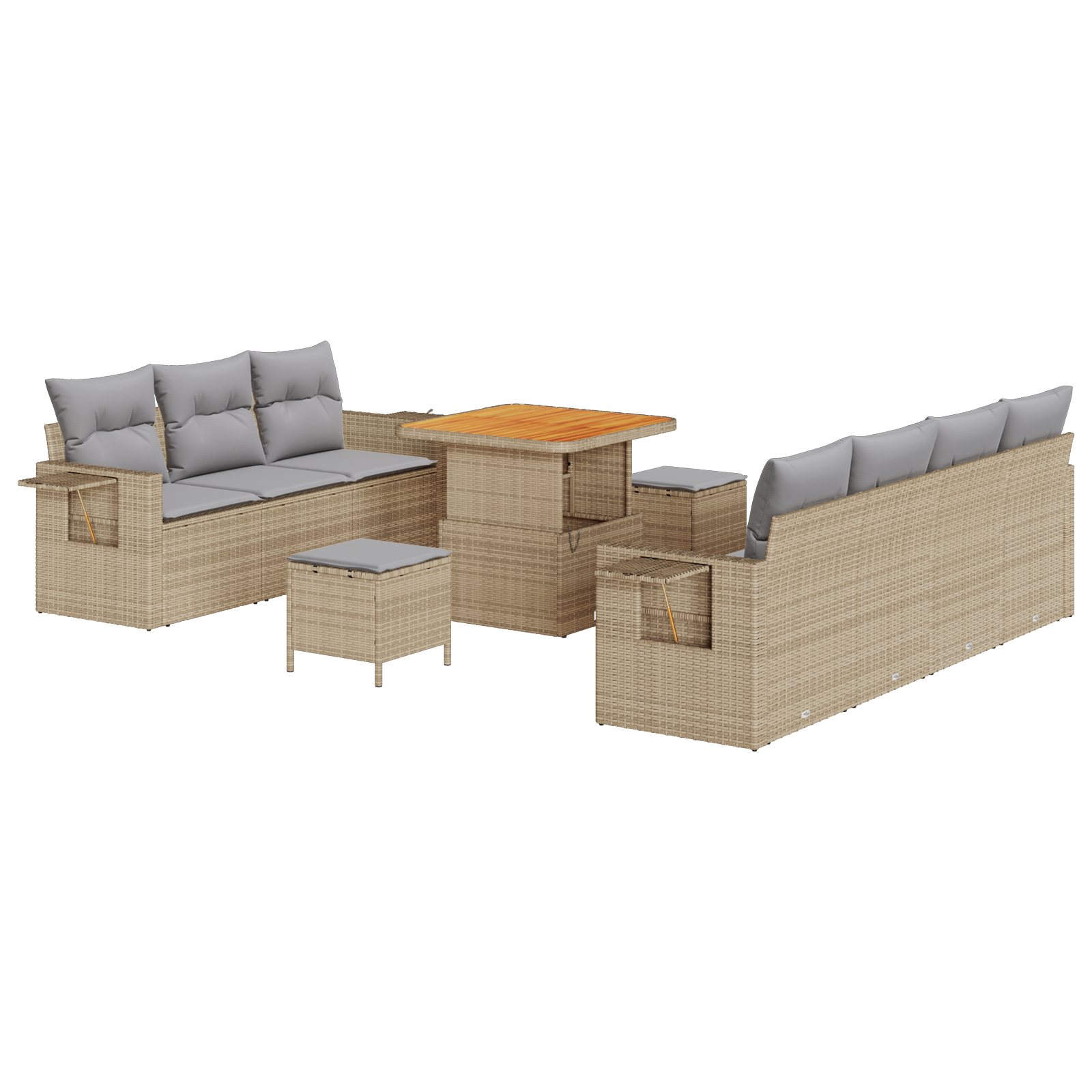 Set da Giardino  da 10 pezzi con cuscini Beige Rattan Poliestere Acacia