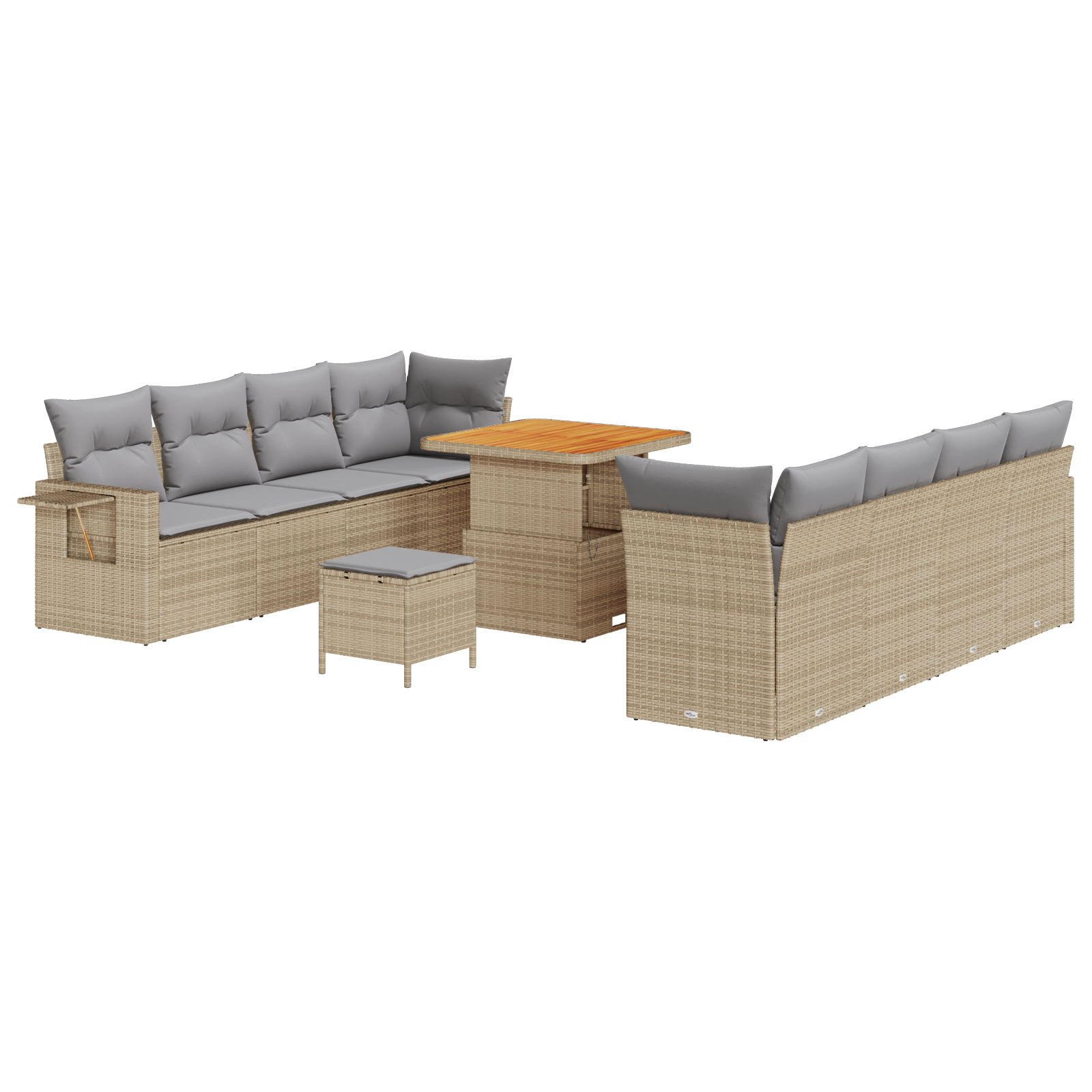 Set di divani da giardino 11 pezzi con cuscini Beige Polyrattan Acacia