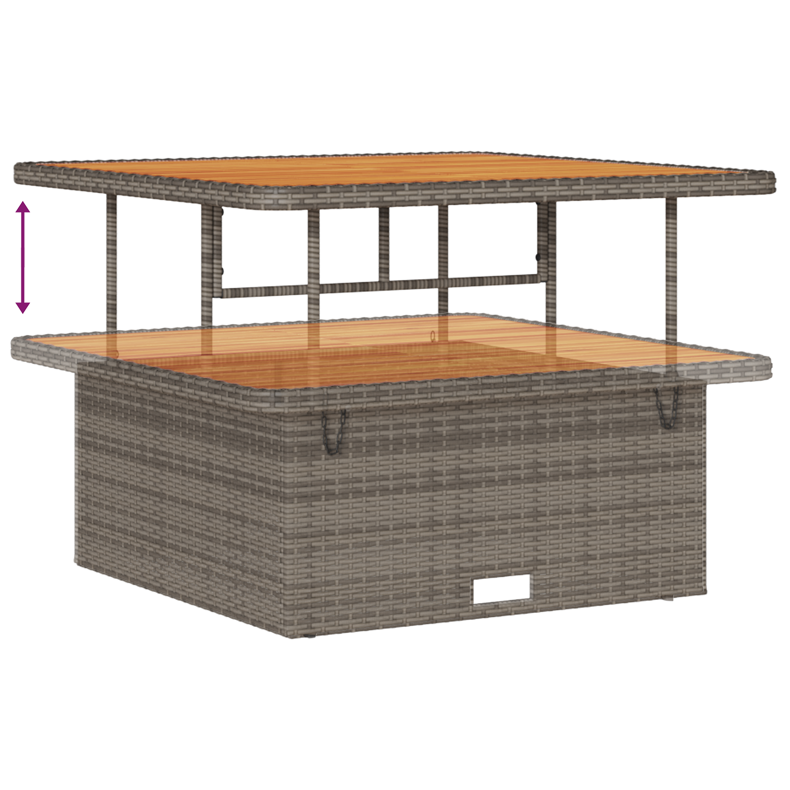 Set Divano da Giardino da 8 Pezzi con Cuscini Grigi in Polyrattan Acacia