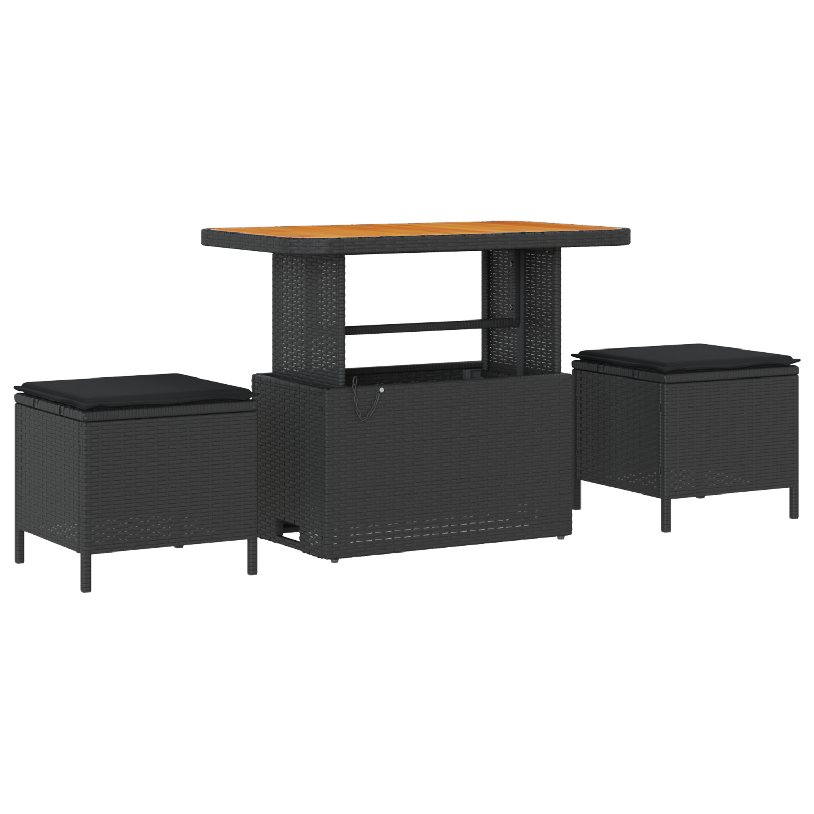 Set divano da giardino 8 pezzi con cuscini in rattan nero poli e acacia