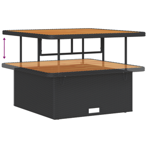 Set Divano da Giardino 9 Pezzi con Cuscini Nero Rattan Polietilene Acacia