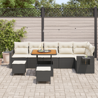 Set Divano da Giardino Set di 3 Nero, Panna Rattan, Tessuto