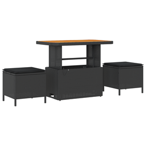 Set di divani da giardino  da 13 pezzi con cuscini - Polyrattan nero Acacia