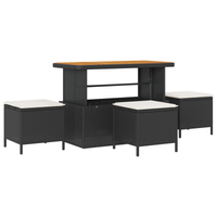 Set di Divano da Giardino  14 Pezzi con Cuscini Polyrattan Nero Acacia