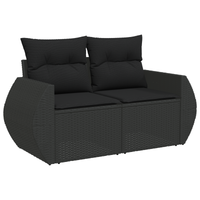 Set di Divani da Giardino  10 Pezzi con Cuscini in Polyrattan Nero Acacia