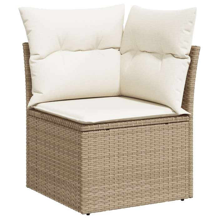 Set di divani giardino 8 pezzi con cuscini Beige Rattan Poliestere