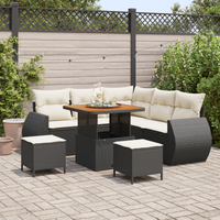 Set Divano da Giardino  8 Pezzi con Cuscini Rattan Polyrattan Nero