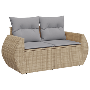 Set di Divani da Giardino con Cuscini da 10 Pezzi Beige Rattan Polipropilene Acacia