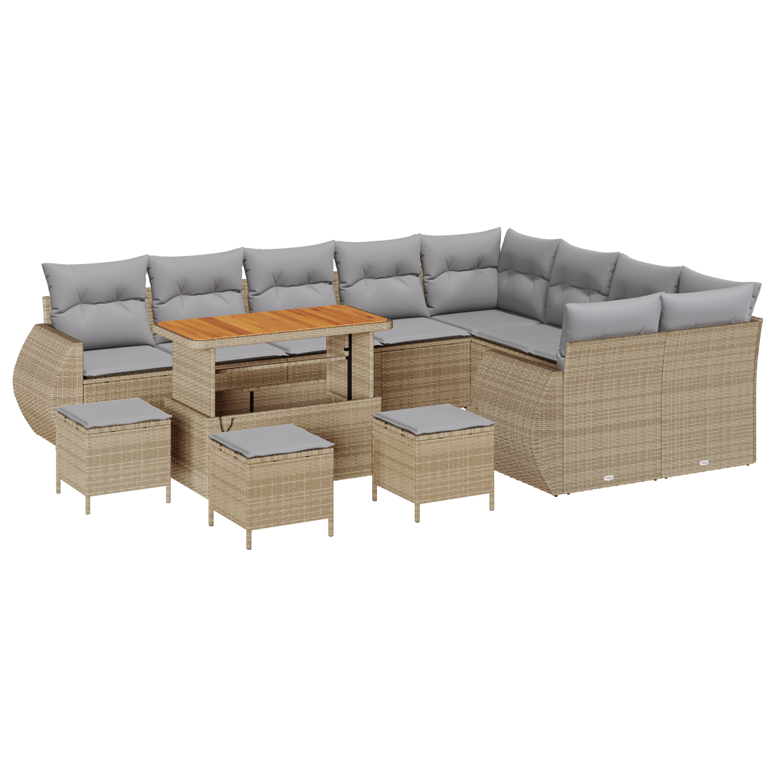 Set di divani da giardino 13 pezzi con cuscini Beige Rattan poliestere Acacia