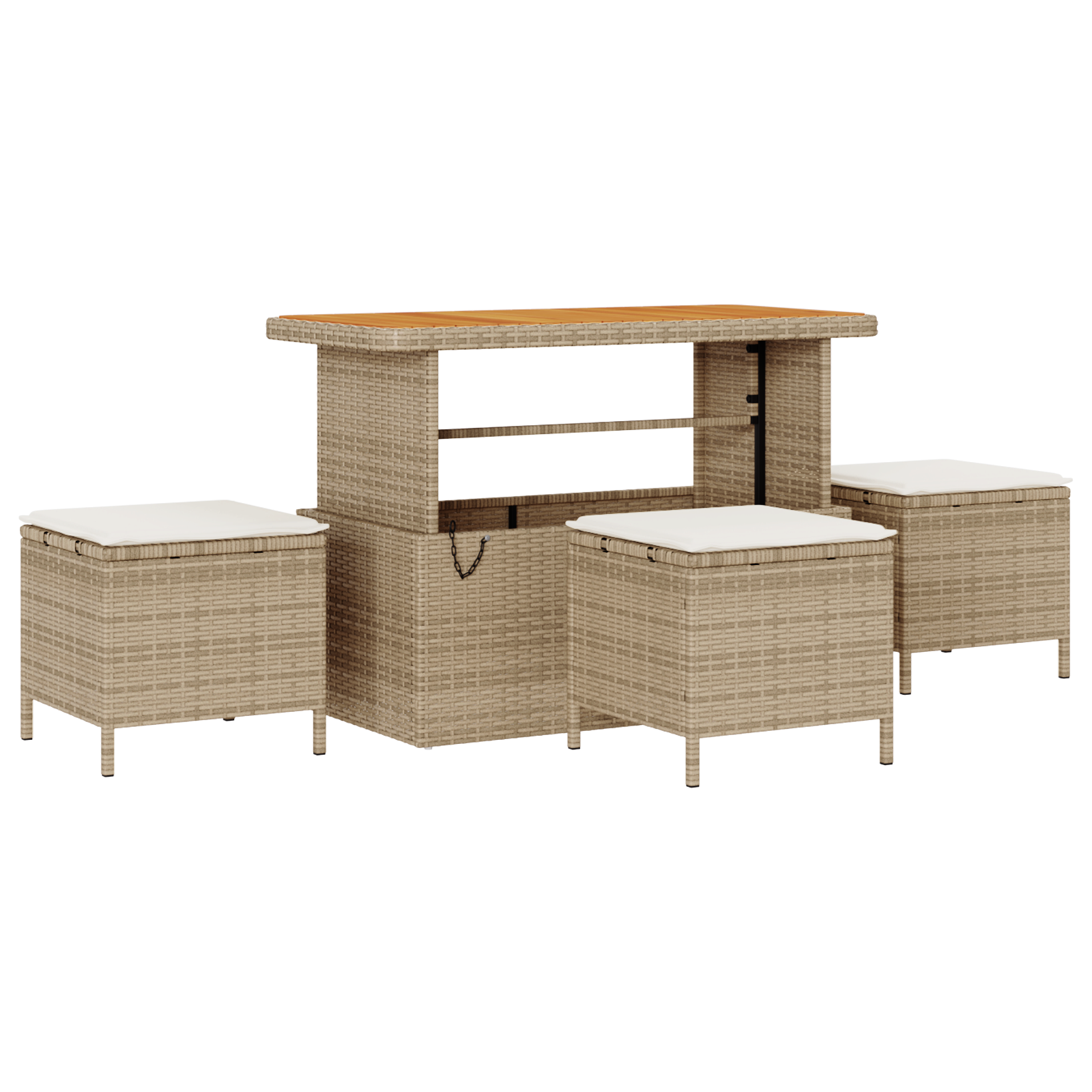 Set di divano da giardino da 14 pezzi con cuscini Beige Polyrattan Acacia