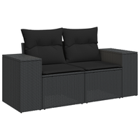 Set Divano da Giardino 10 Pezzi con Cuscini Nero Polyrattan Acacia