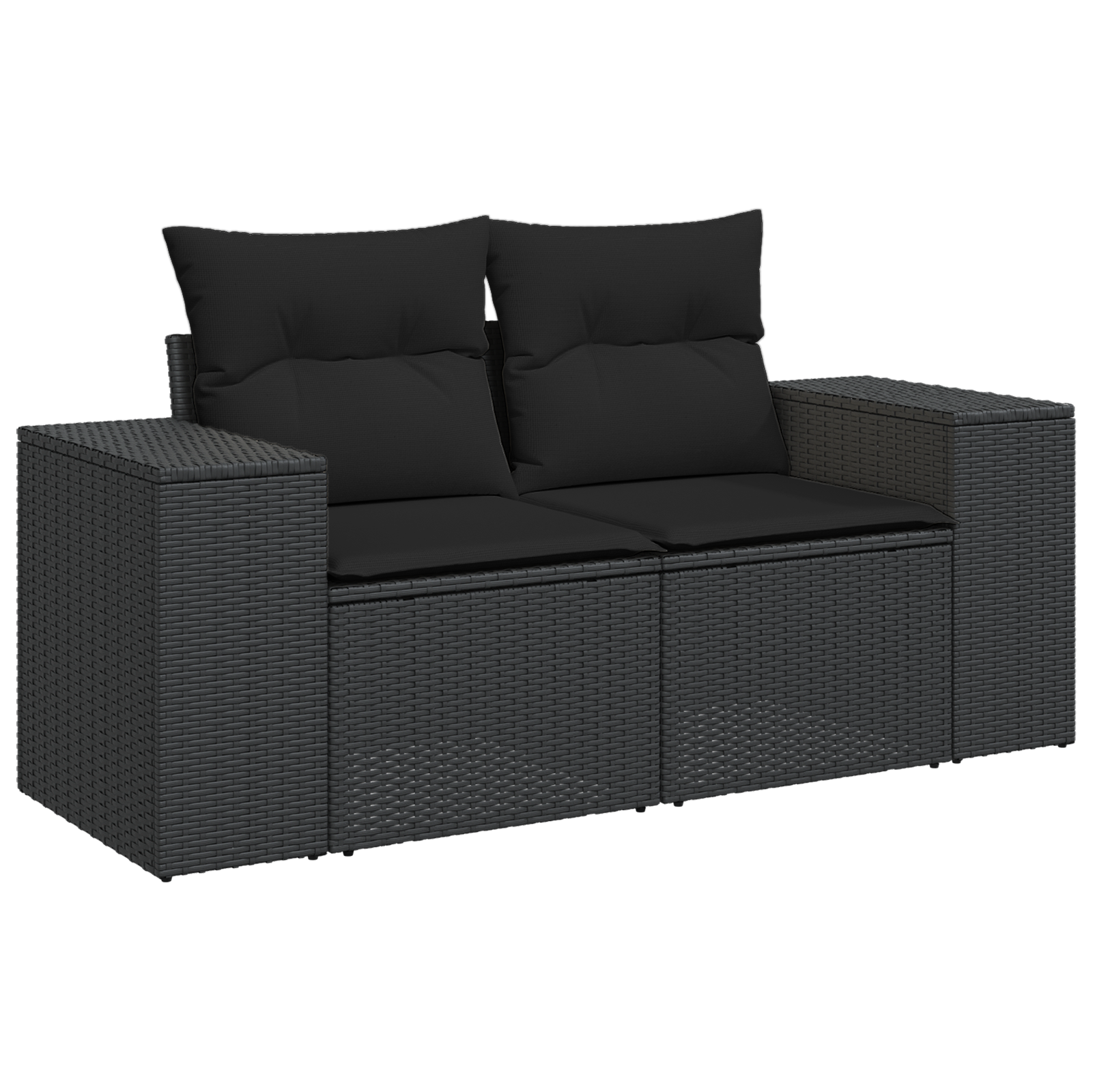 Set di 10 Pezzi di Divani da Giardino con Cuscini Rattan Nero Acacia