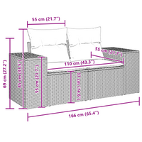 Set di Divani da Giardino  da 9 Pezzi con Cuscini Beige in Rattan Polimerico