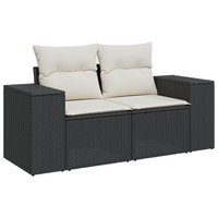 Set Divano Giardino Modulare Set da 5 Nero Rattan, Tessuto, Metallo
