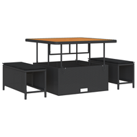 Set da giardino da 11 pezzi con cuscini, rattan polietilene nero, acacia