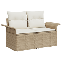 Set da Giardino  in 11 Pezzi con Cuscini Beige Polirattan Acacia