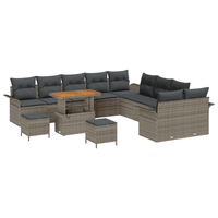 Set Divano Giardino  13 Pezzi con Cuscini Grigio Polyrattan Acacia
