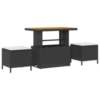 Set di Divani da Giardino 9 pezzi con cuscini Nero Polyrattan Acacia