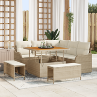 Set di divani da giardino  8 pezzi con cuscini beige rattan poliacetato