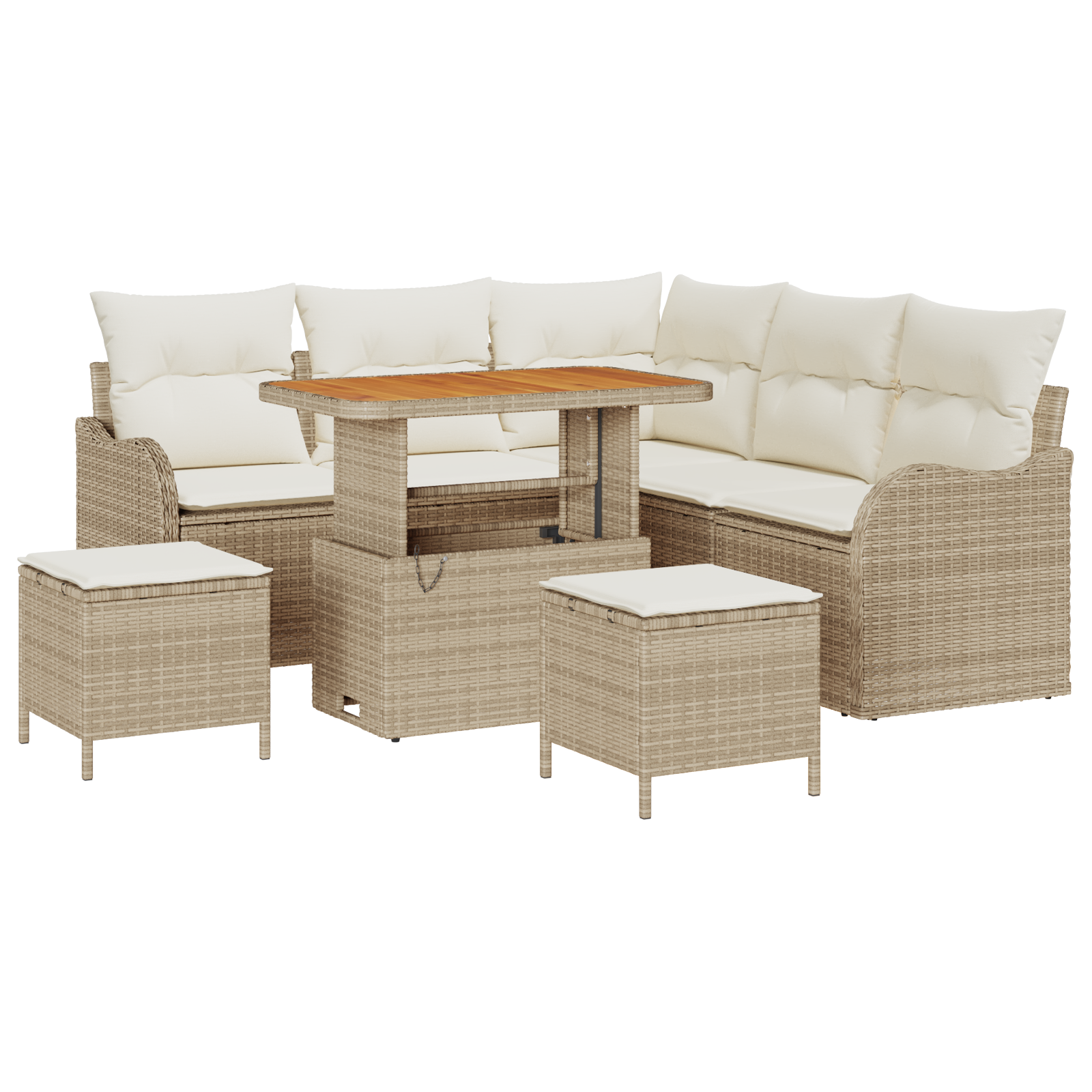 Set di divani da giardino  8 pezzi con cuscini beige in rattan poliestere