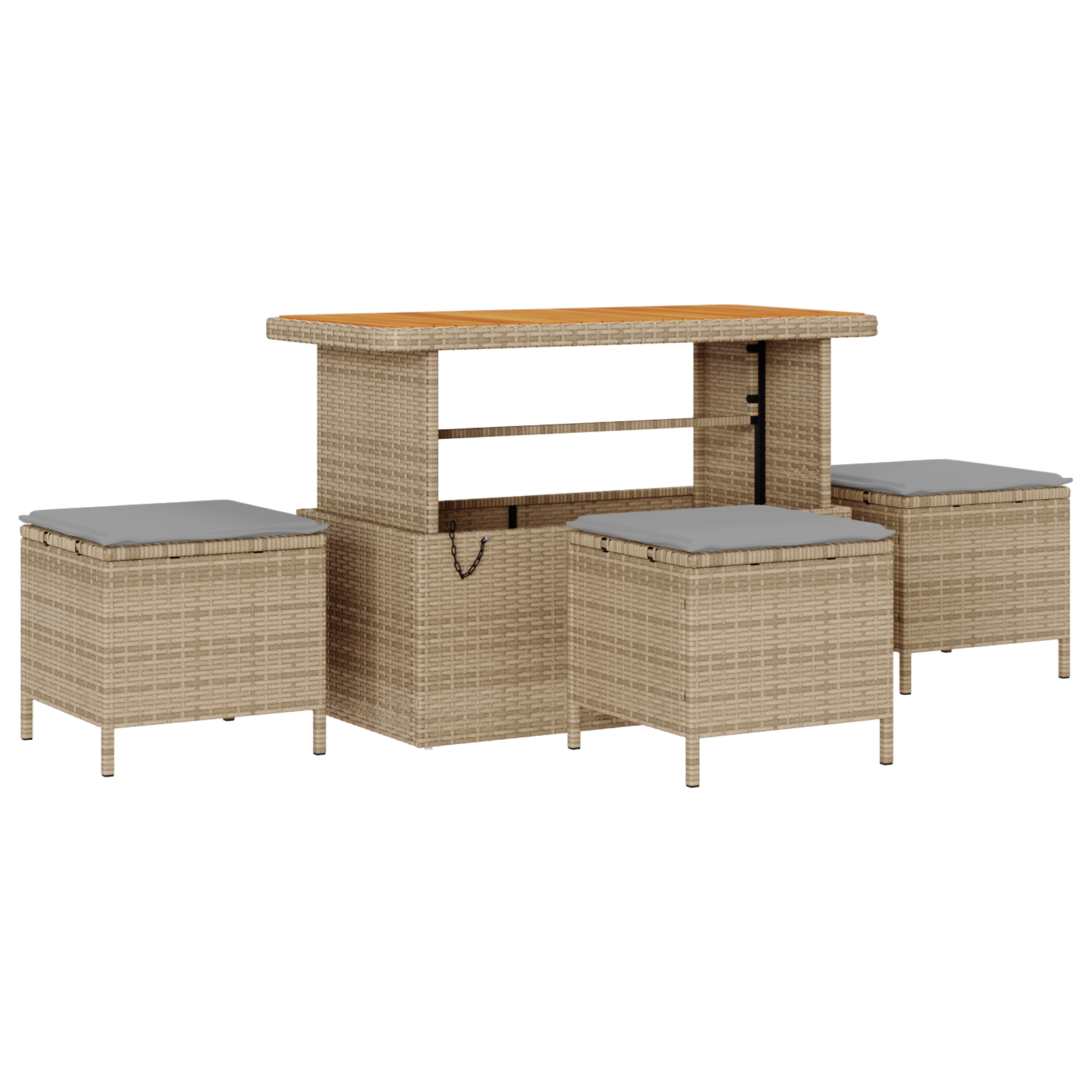 Set Divano da Giardino 9 Pezzi con Cuscini Beige Polyrattan Acacia