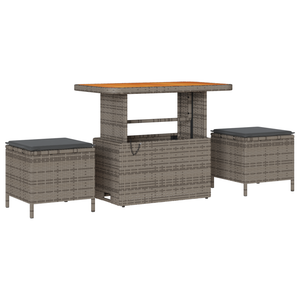 Set Divano da Giardino 9 Pezzi con Cuscini Grigio Polyrattan Acacia