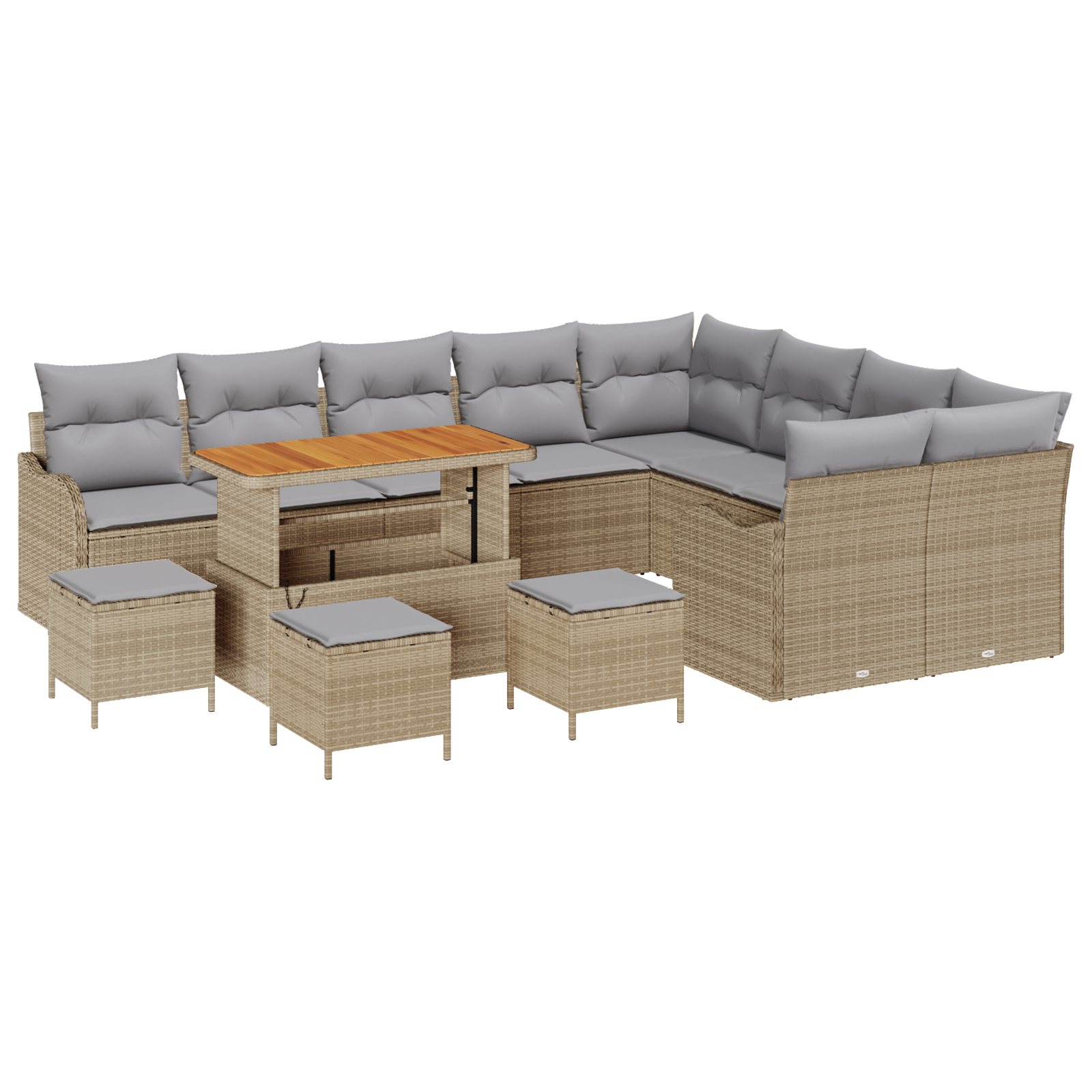 Set di 13 Pezzi di Sofa da Giardino con Cuscini Beige Polyrattan Acacia