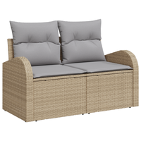 Set Divano Giardino 10 Pezzi con Cuscini Beige Polyrattan Acacia