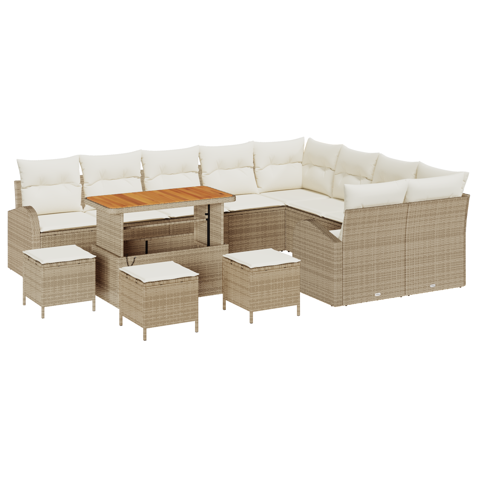 Set di divani da giardino con cuscini  13 pezzi beige polyrattan acacia