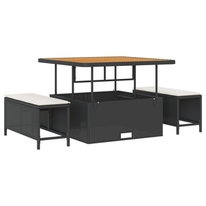 Set Divano da Giardino 13 Pezzi con Cuscini Rattan Polimerico Nero Acacia