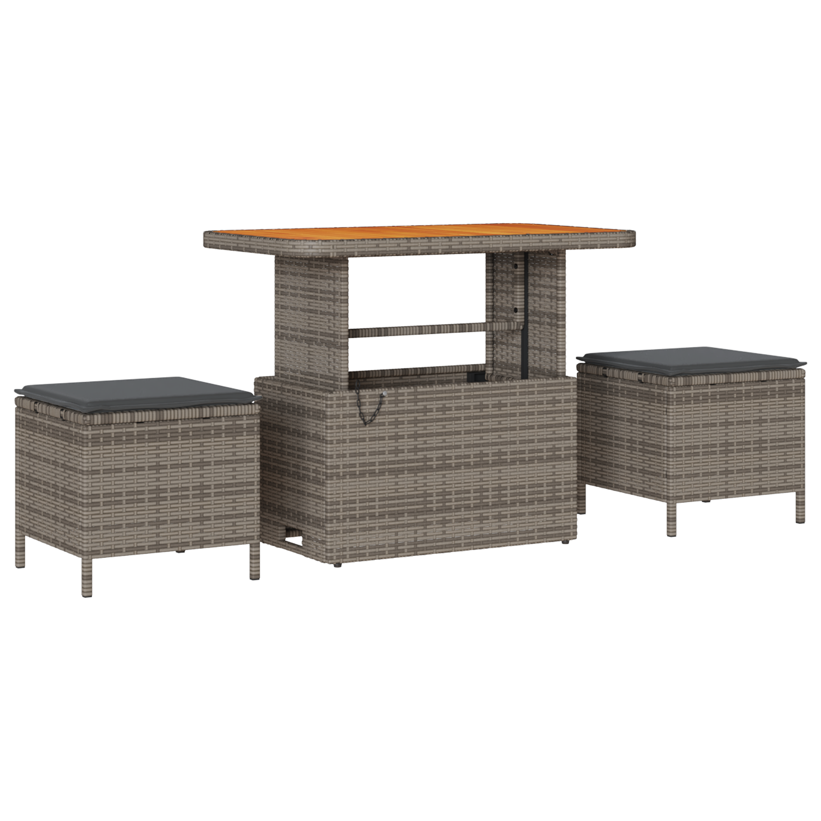 Set di 9 pezzi divano da giardino con cuscini grigio polyrattan acacia