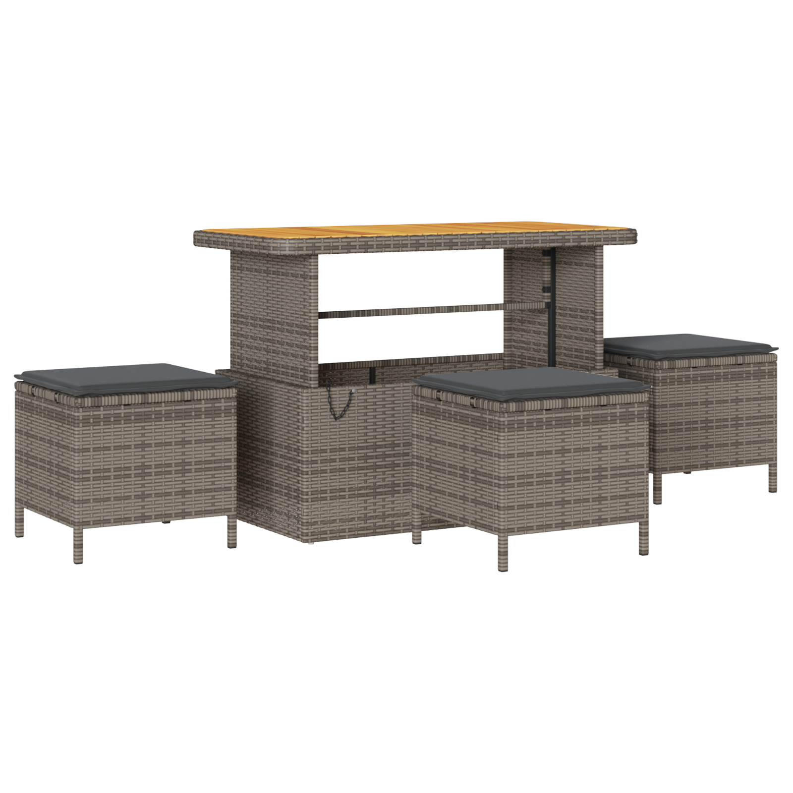 Set da giardino 10 pezzi con cuscini Grigio Polirattan Acacia