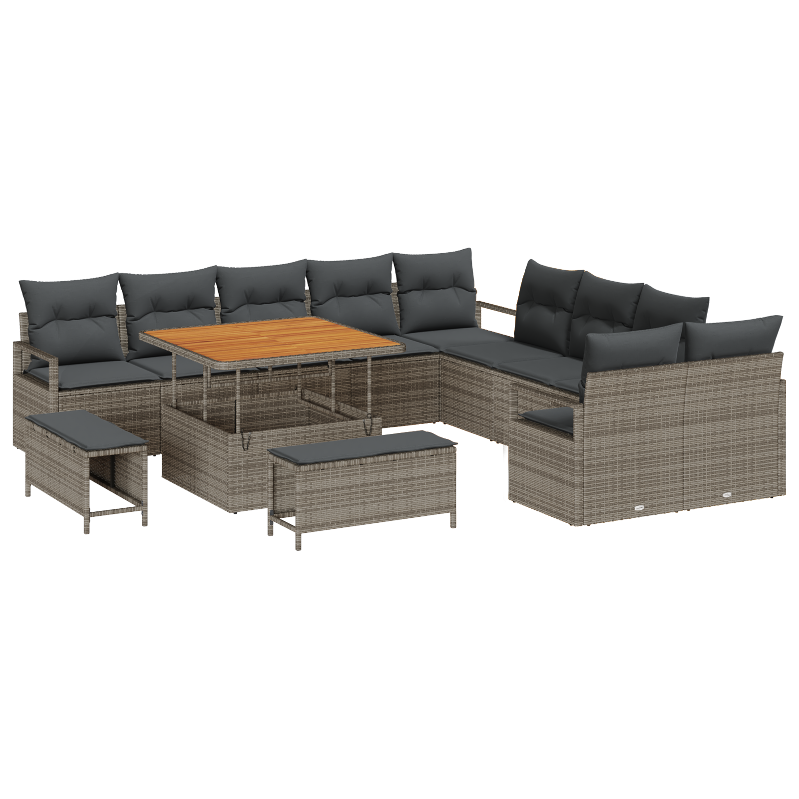 Set da giardino  con cuscini Grigio Polyrattan
