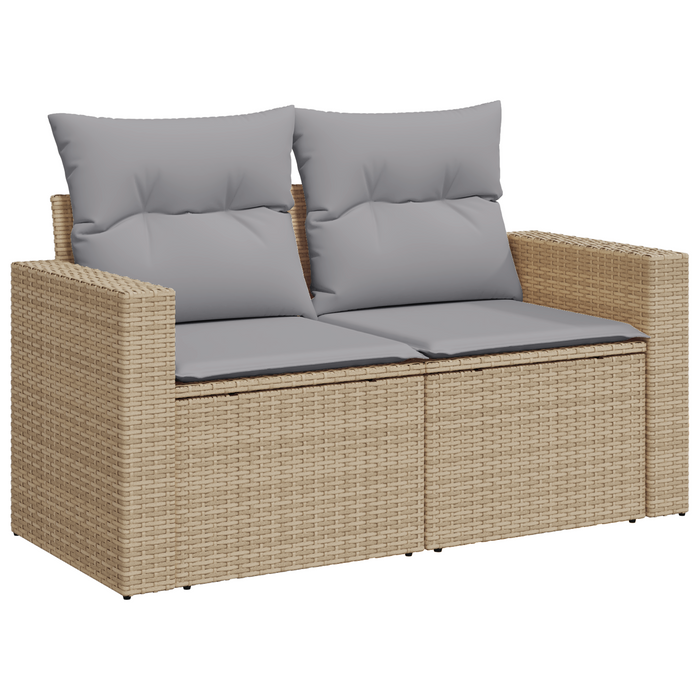 Set di divani da giardino da 12 pezzi con cuscini beige polyrattan acacia