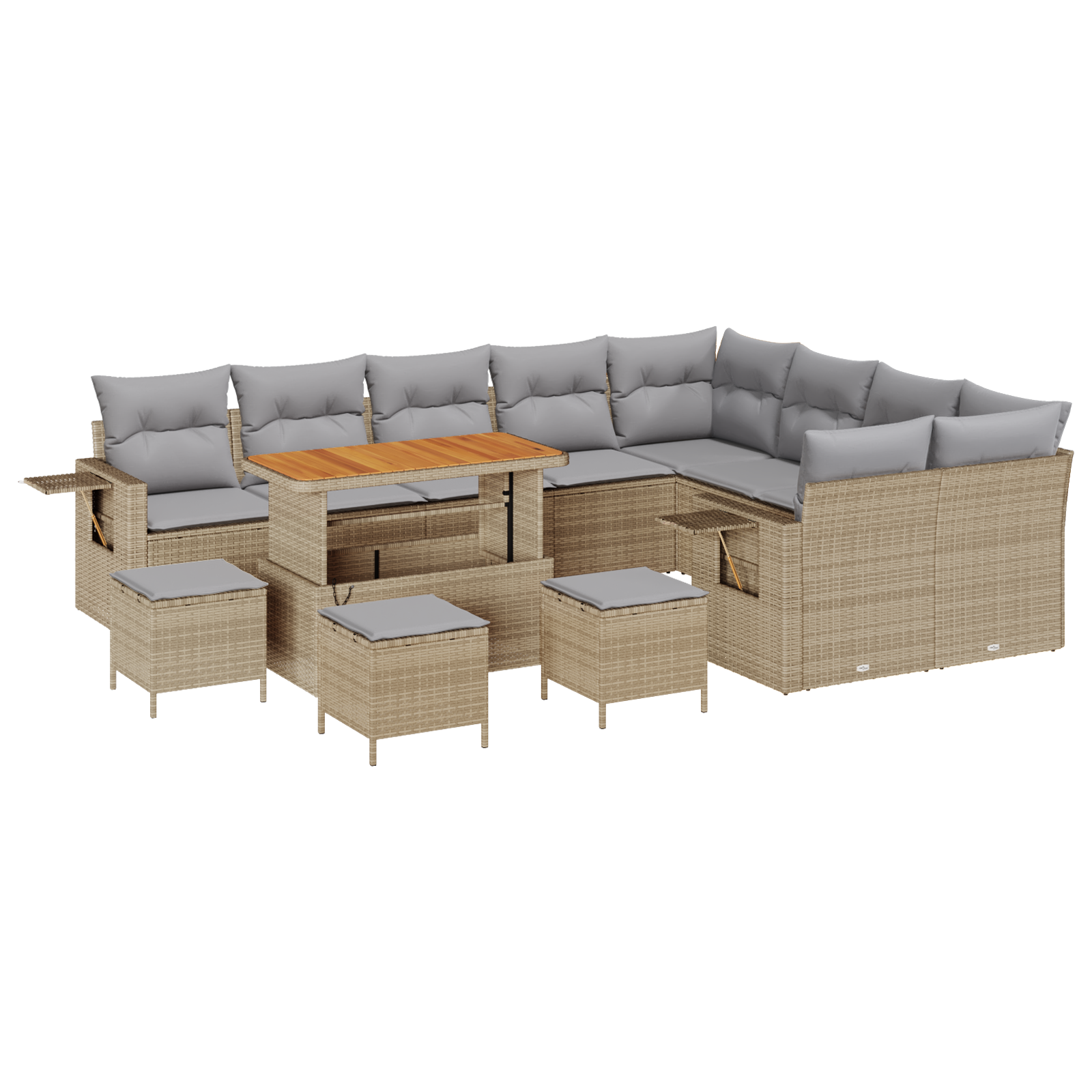 Set Divano Giardino  13 Pezzi Cuscini Beige Rattan Poliestere
