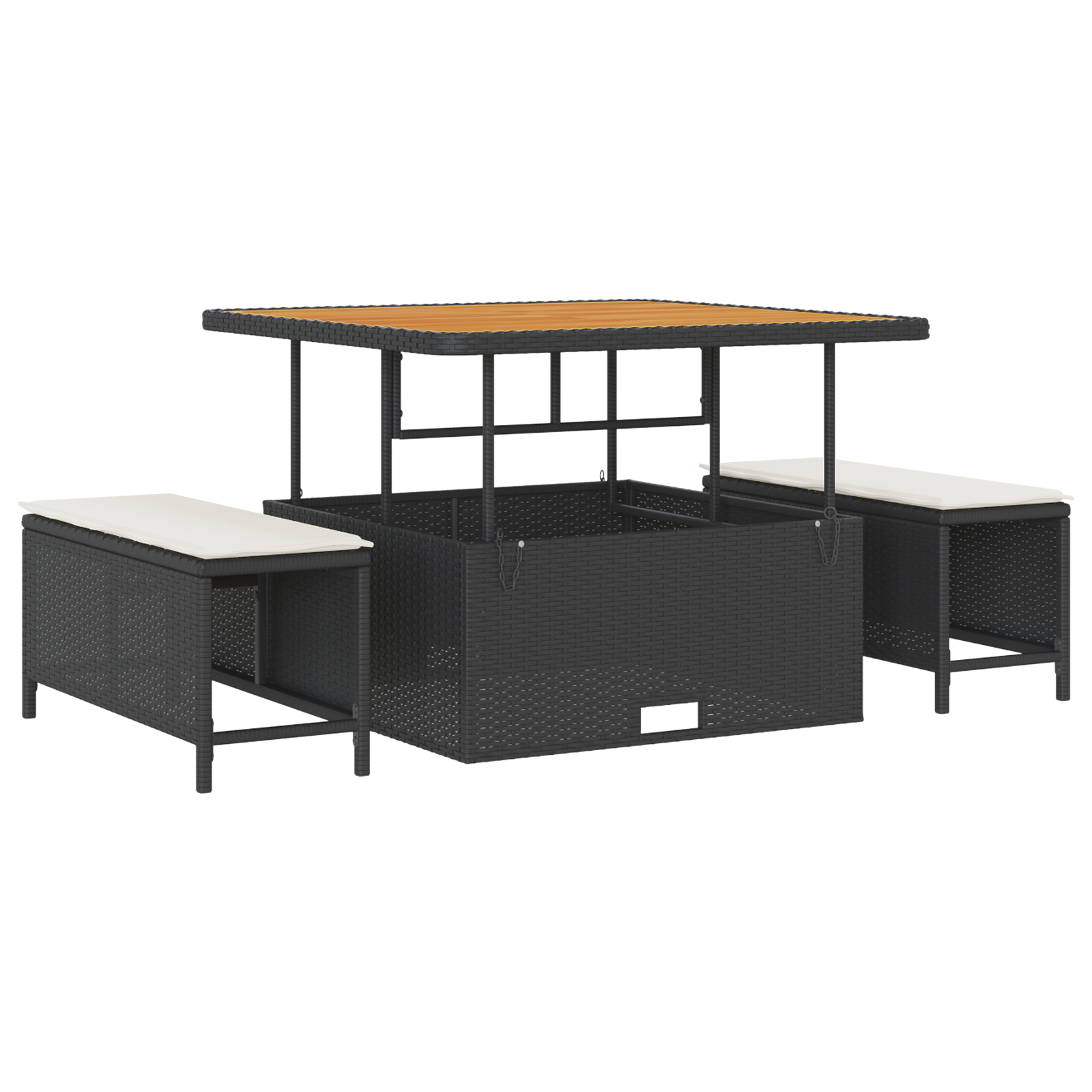 Set di Sofà da Giardino 8 Pezzi con Cuscini Nero Rattan Sintetico Acacia