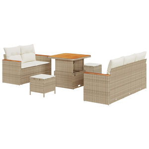 Set di SofÃ  da Giardino  8 Pezzi con Cuscini Beige Polyrattan Acacia