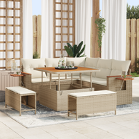 Set divani giardino 8 pezzi con cuscini Beige Polyrattan Acacia