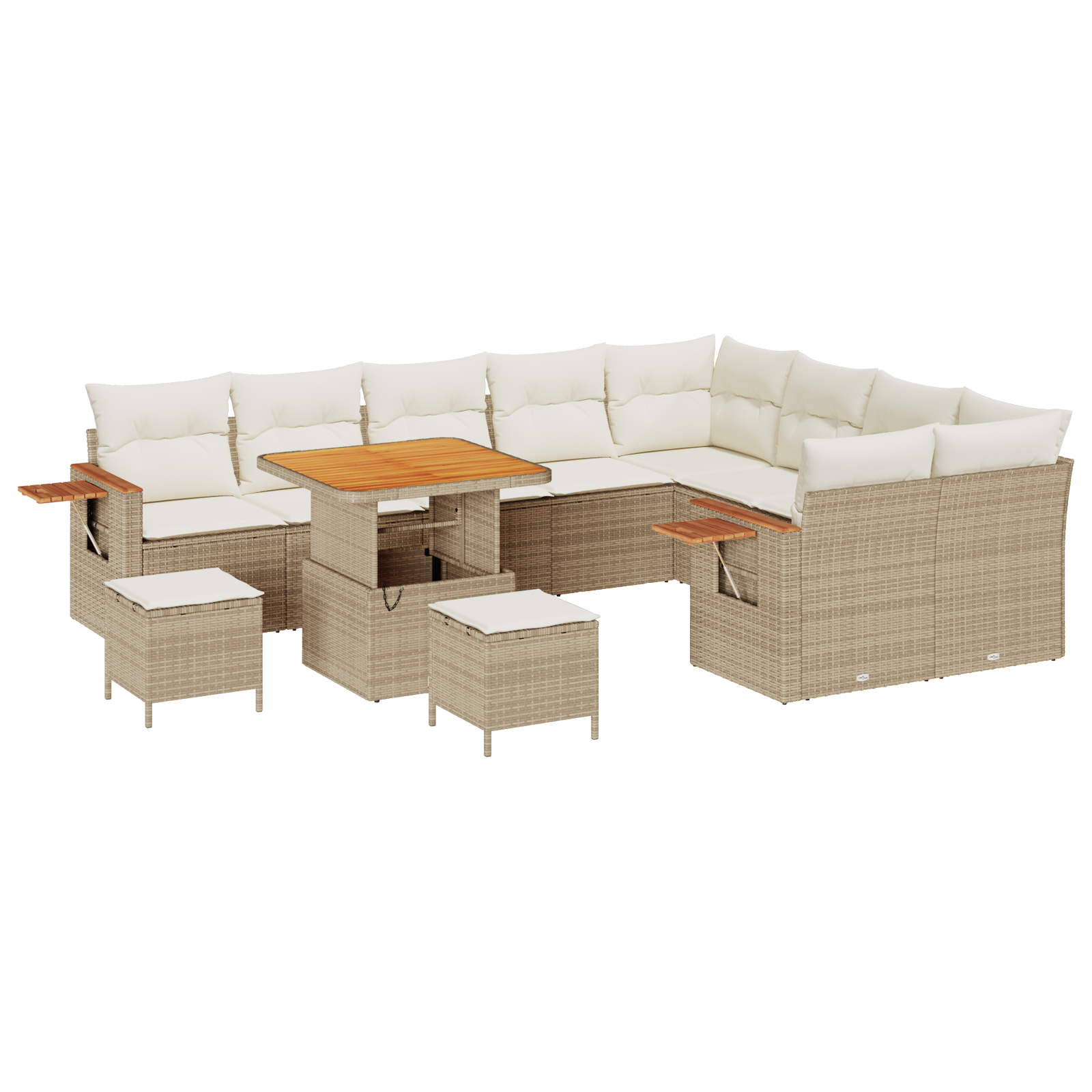 Set Divani Giardino 12 Pezzi con Cuscini Beige Polirattan Acacia