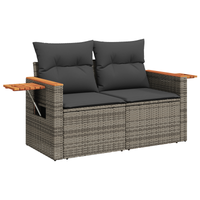 Set di Divani da Giardino con Cuscini 13 Pezzi Grigio Polyrattan Acacia