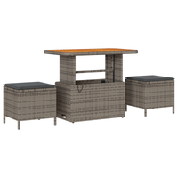 Set di Divani da Giardino 11 Pezzi con Cuscini Grigio Polyrattan Acacia