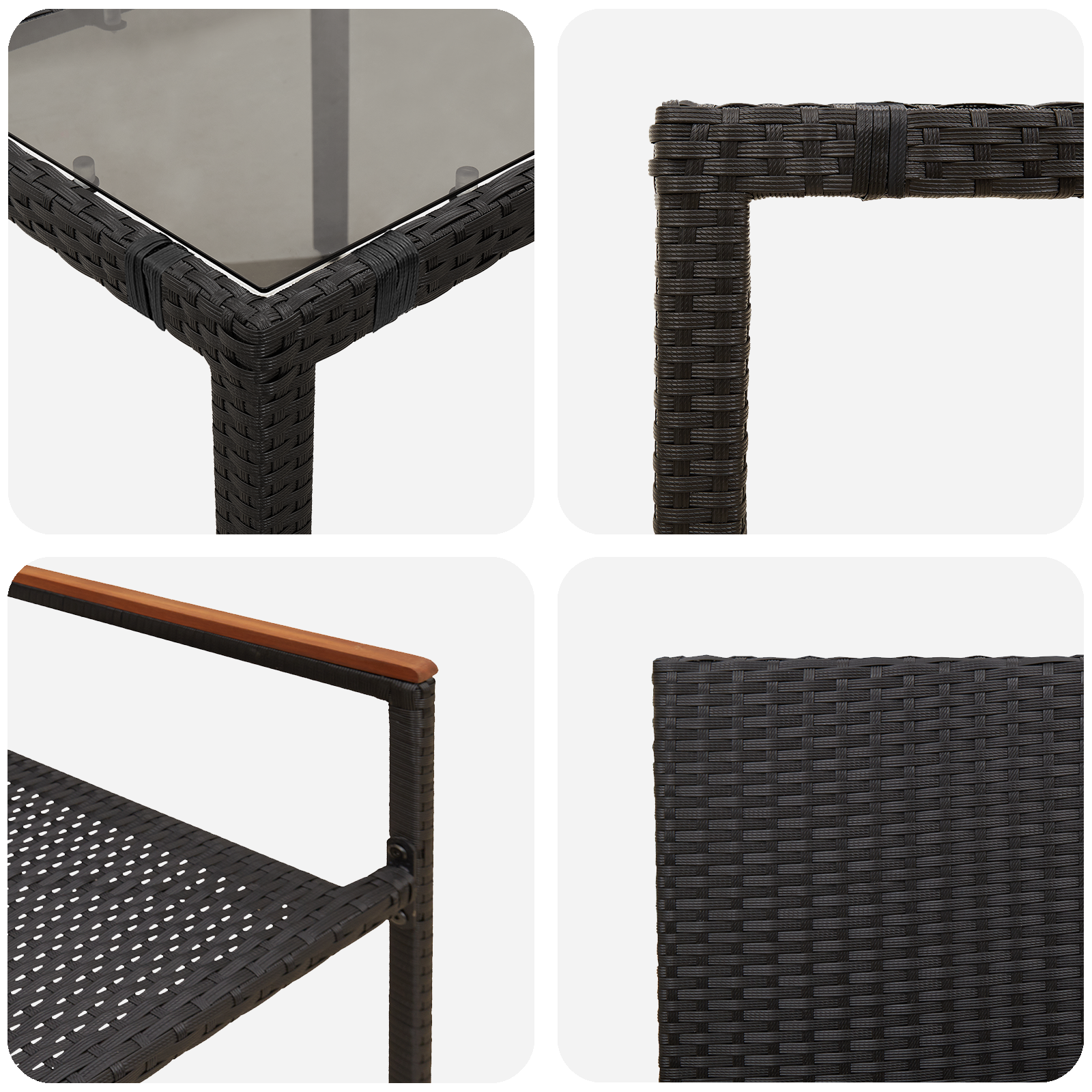 Set da Pranzo da Giardino  a 5 Pezzi Nero Polyrattan