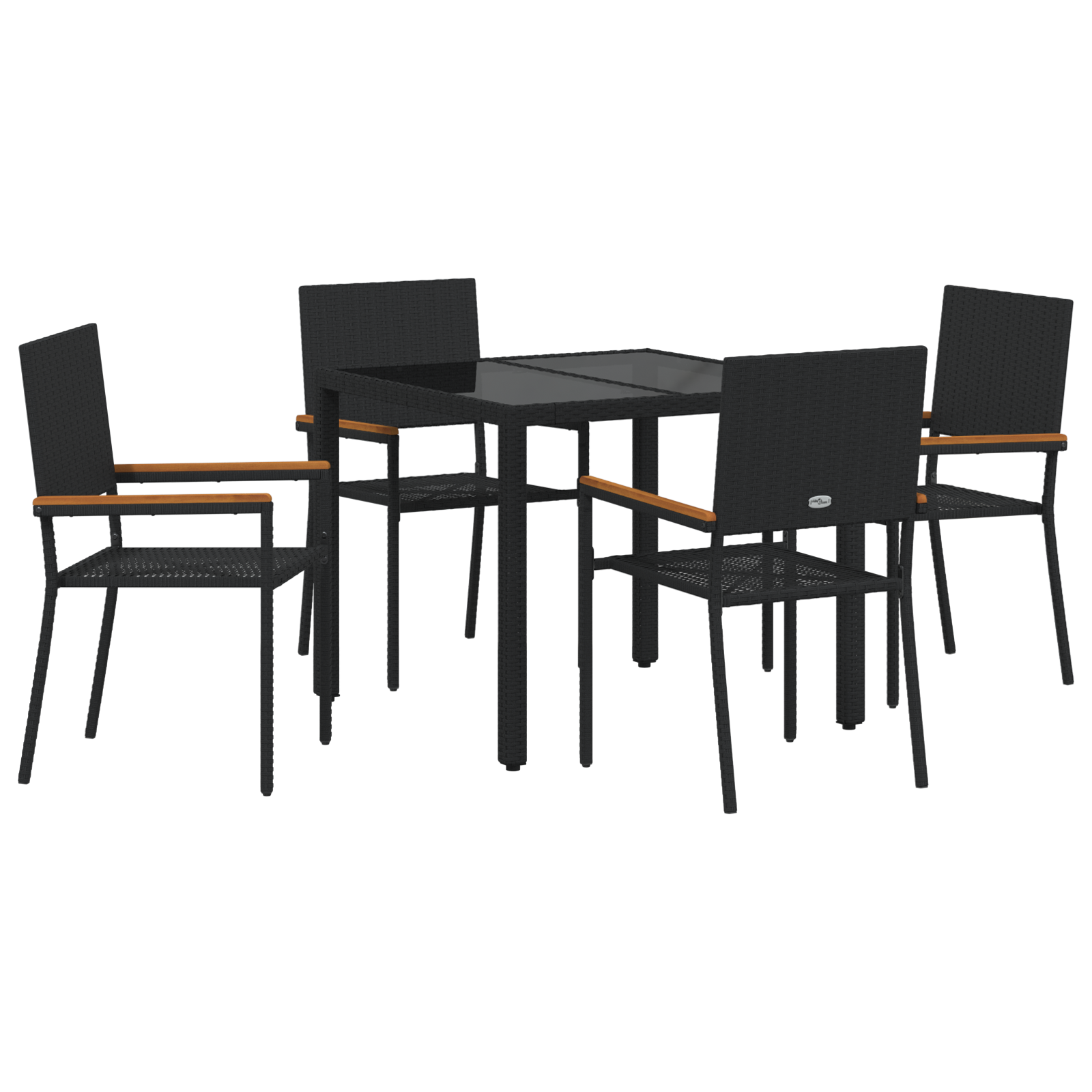 Set da Pranzo da Giardino  a 5 Pezzi Nero Polyrattan
