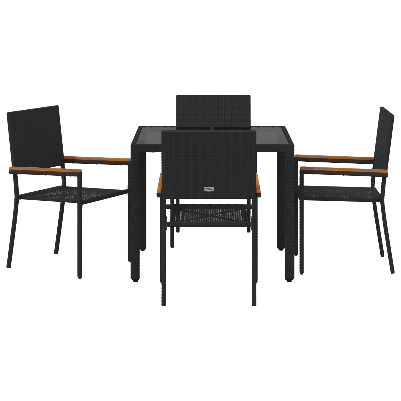 Set da Pranzo da Giardino  a 5 Pezzi Nero Polyrattan