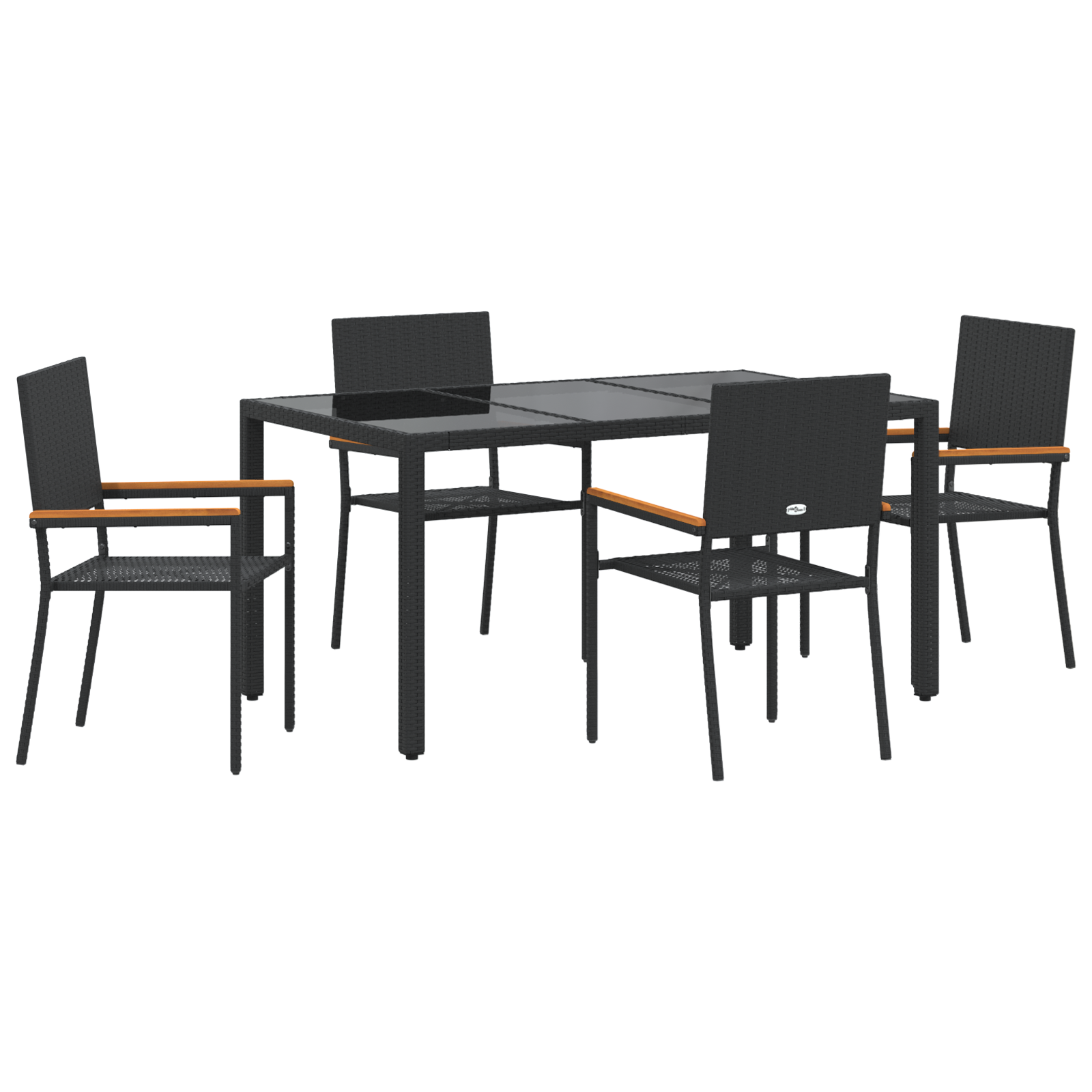 Set Pranzo Giardino  5 Pezzi Nero Polyrattan